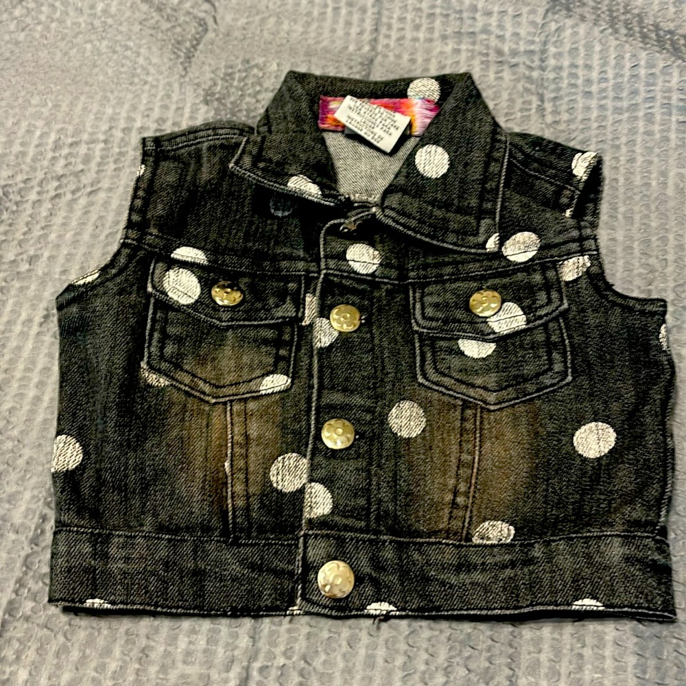 Black denim and white - vest - 12 months